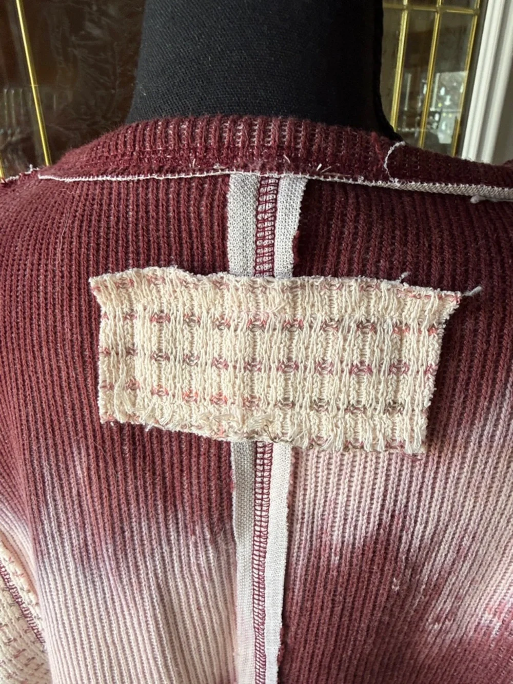 POL WILD BERRY/FLORAL  Cream Tie-Dye Patchwork button down long sleeve top - Picture 12 of 12